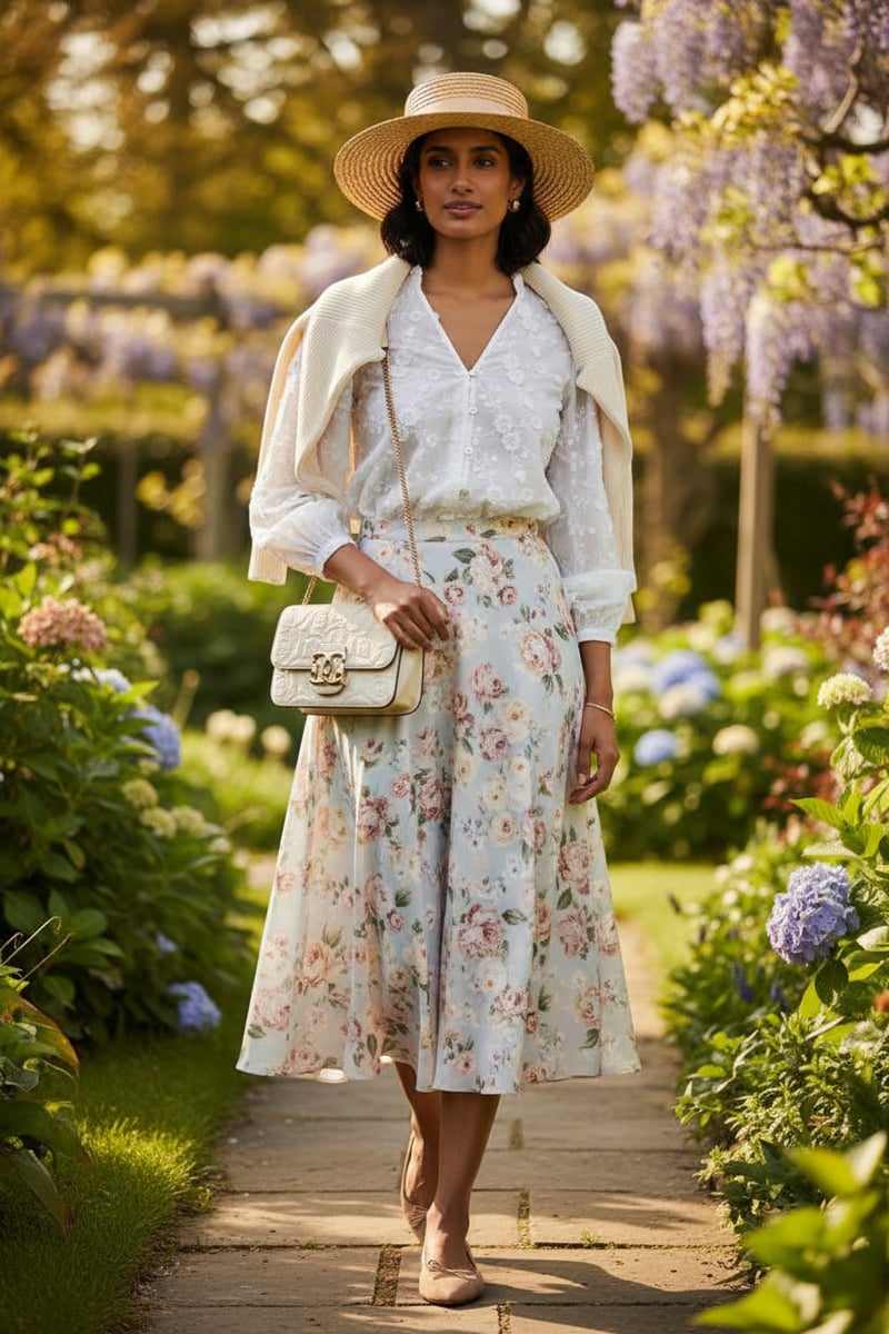 Light Pearl White 3D Floral Embroidered Blouse