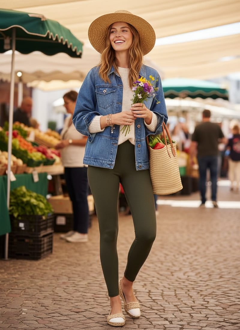 Mid Denim Button-Front Denim Jacket with Chest Pockets