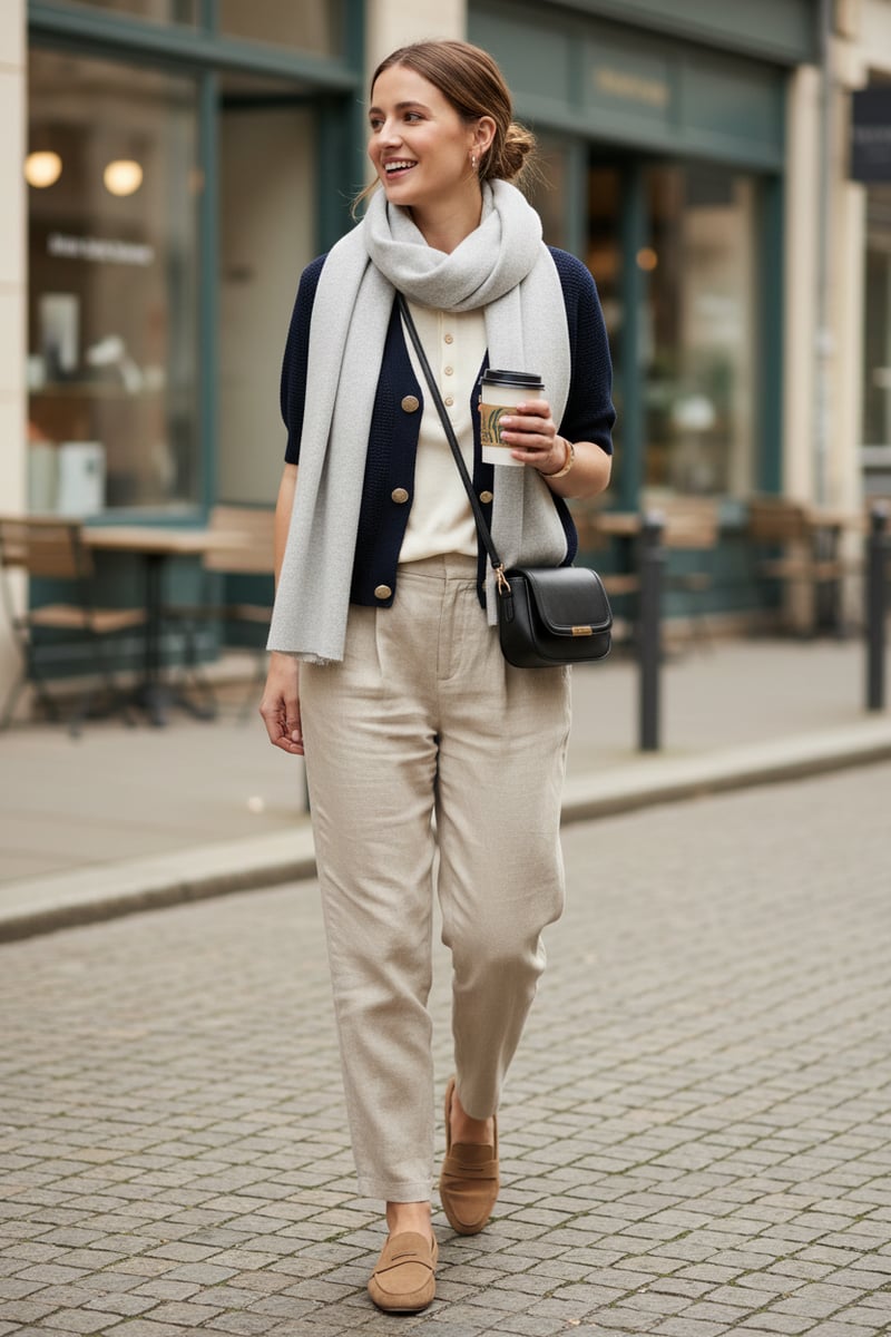Navy V-Neck Starfish Button Knit Cardigan