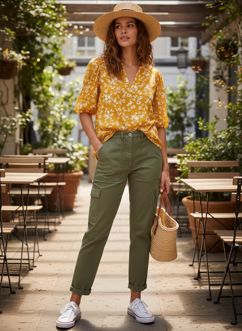 Khaki Green Relaxed-Fit Chino Trousers